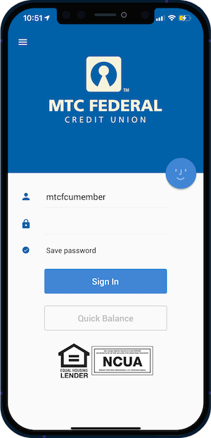 Example of MTC iOS app login screen